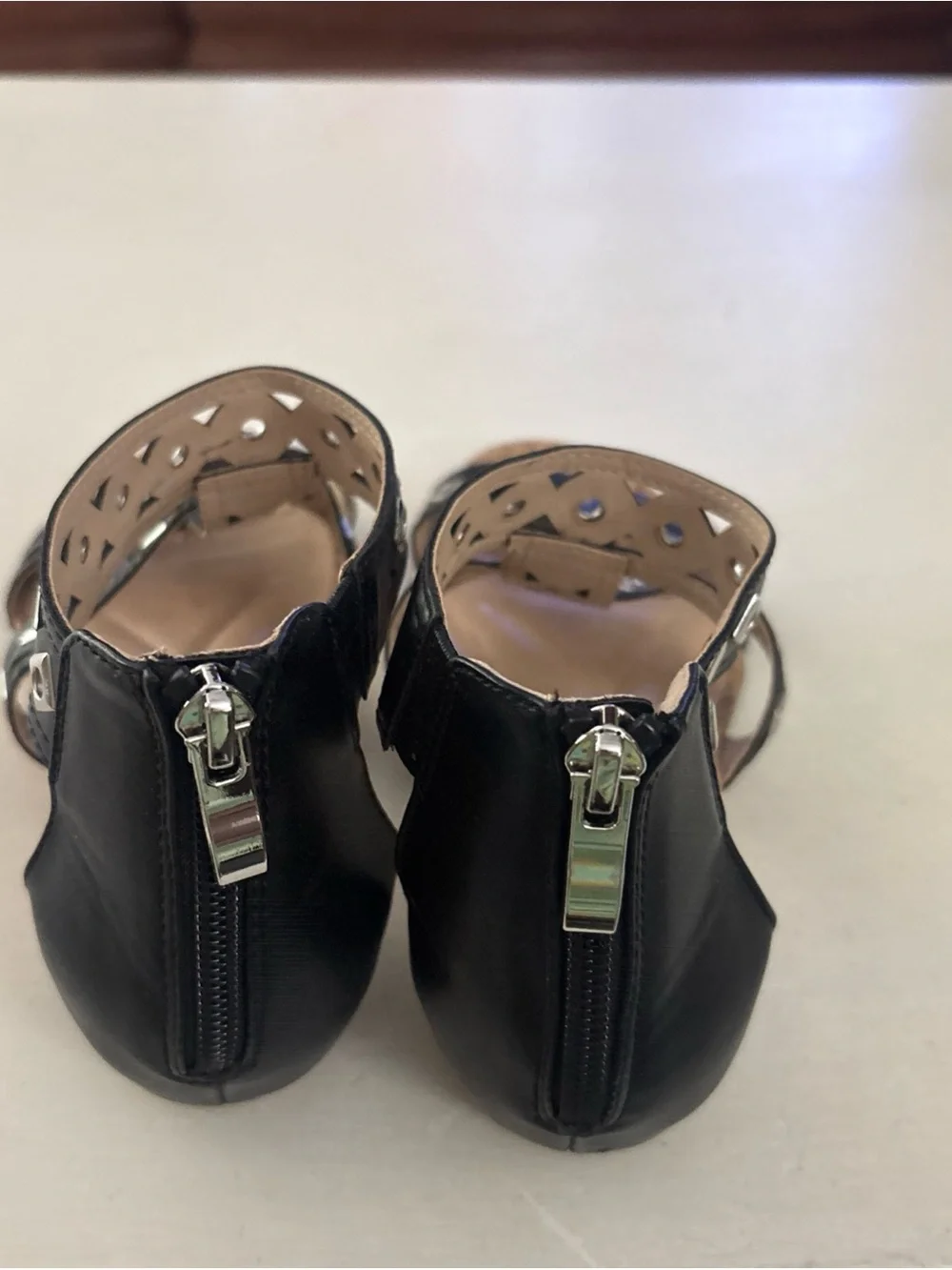 Black Studded T-Strap Cork Sandals Andrew Gellar Size 6